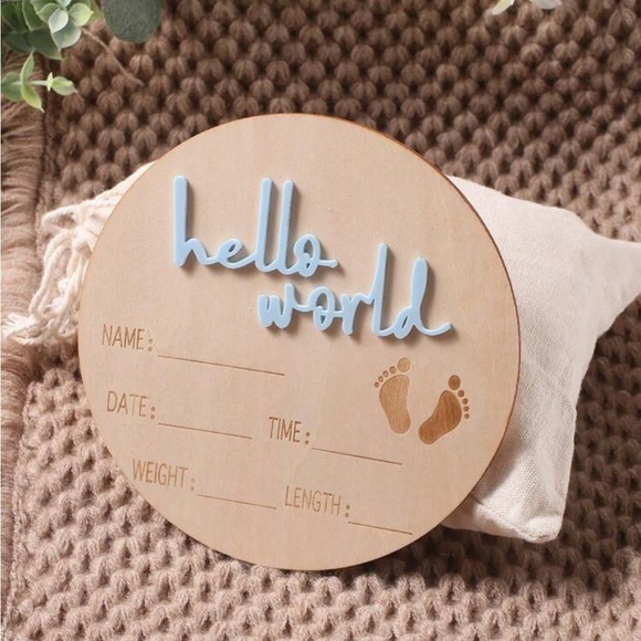 Baby Birth Announcement Wood Discs Baby Girl Boy Acrylic Letter Graphic Monthly - Picture 3 of 9